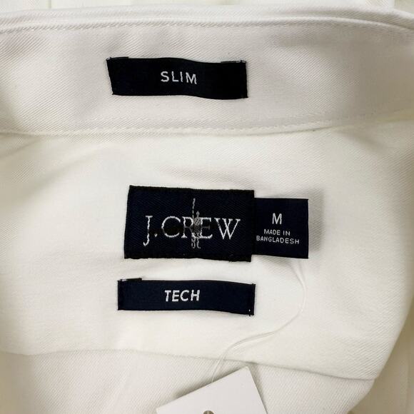 J Crew Men's Bowery Performance Stretch Dress Shirt Medium White Slim Fit - Picture 3 of 16